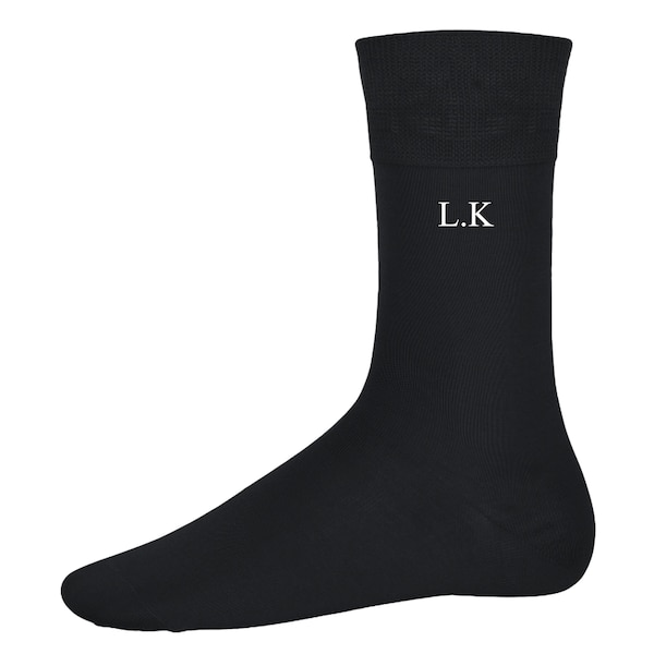 Personalised Socks for men in Black or Navy, Monogram Initial Socks, Groomsmen and Groom Wedding Socks, Husband, Father's Day, Dad Gift