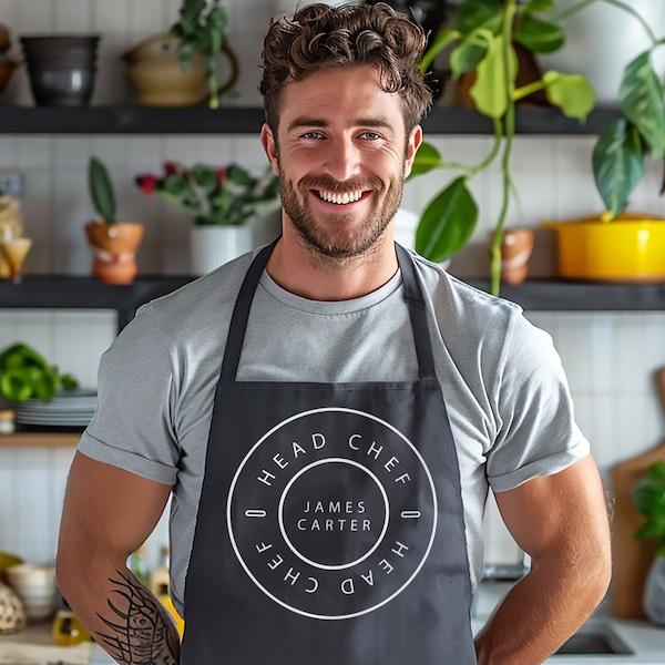 Personalised Head Chef Apron: Minimalist Style - baking gift - Kitchen gift - cooking gift - gift for her - gift for him - Gift for new home