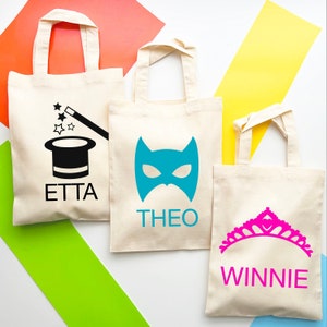Personalisierte Kinder namens THEMED PARTY wiederverwendbare Baumwolltasche, Geburtstagsgeschenk, Kinderfeier, Mädchen junges Event, Thema Anlass, Gastgeschenk