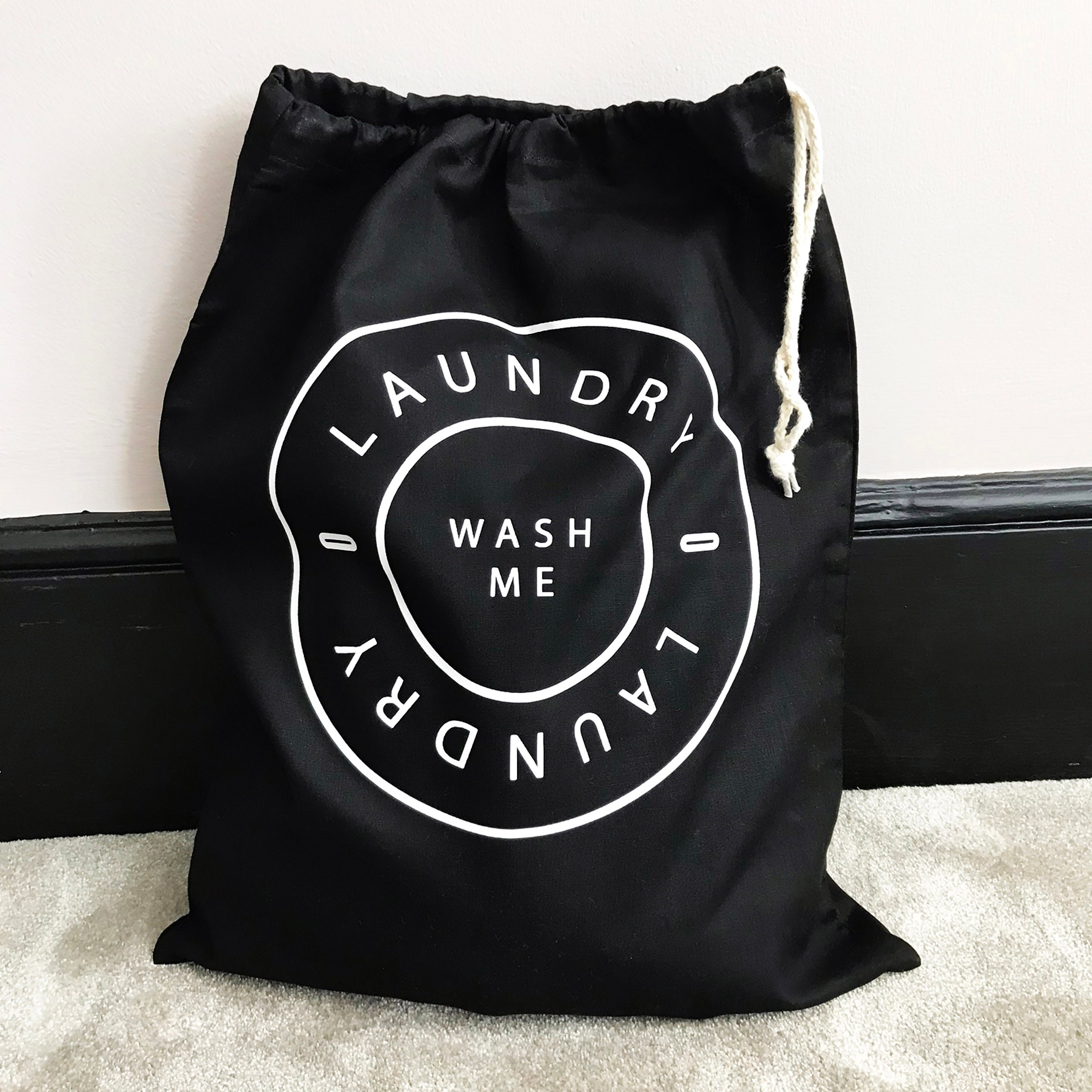 Home And Travel Laundry Bag Wash Me Laundry Bag Black Etsy