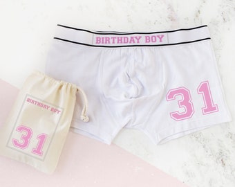 Personalised 31st Birthday Men's Boxer Briefs, Birthday Boy, Ideal Gift for Him, Milestone 31st Keepsake for Son, 31st Birthday Present.