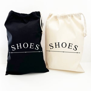 Shoe Bag, Simple Text, Home And Travel, Dust bag for shoes, trainers, pumps, heels, sandals, Shoe Storage, Luggage organisation, Cotton Bag