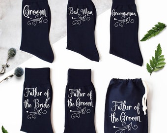 Ornate Scroll Groomsman Wedding Socks, Grooms Socks, Usher, Best Man Socks, Father of the Groom, Father of the Bride, Personalised Socks