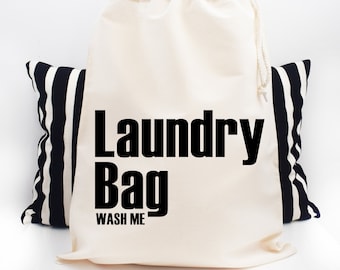 WASH ME Cotton Laundry Bag, Drawcord Travel Storage