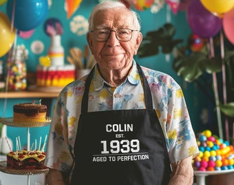 Personalised Aged To Perfection, Birthday Apron, Gift For Him -Cooks present - gift for him -Perfect gift for the cooking enthusiast