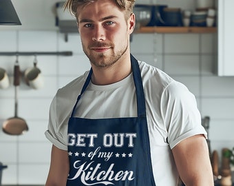 Stylish 'Get Out Of My Kitchen' Apron - baking gift - kitchen gift - cooking gift - gift for her - gift for him - Gift for new home