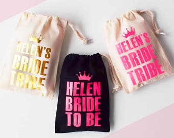 Personalized Hen Party Favor Bag, Bride Tribe, Cotton Gift Bag
