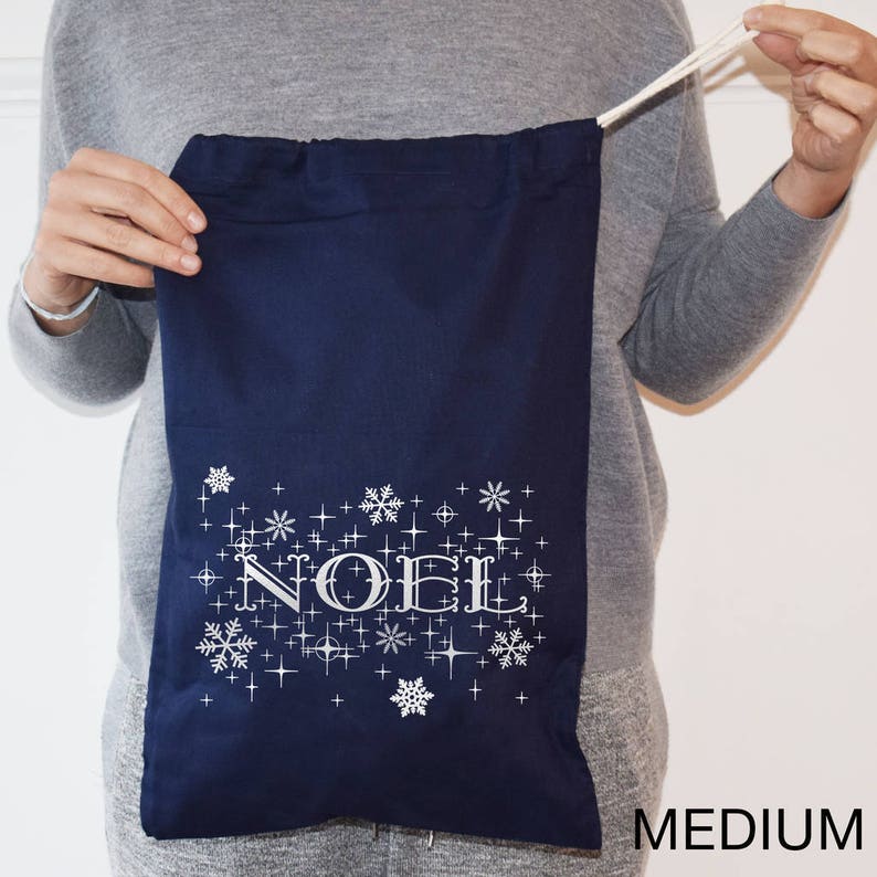 Sac de Noël Silver And Navy Noel Bas de Noël Cadeau de Noël image 3