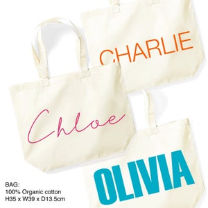 Personalisierter Name Baumwolle Einfache Strand & Einkaufstasche, Urlaub, Geburtstag, Lehrer Geschenk, Henne Party Feier, Thema Anlass, Hochzeit Gastgeschenke