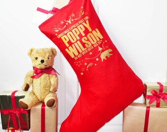 Personalised Bear Print Big Christmas Stocking- Christmas Stocking - Christmas Present - Personalized Christmas Stocking