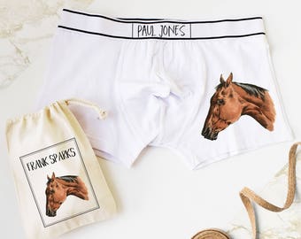 Horse Print Boxers, Hobbies Personalised Men's Boxer Shorts, Mens Pants, Personalised Gift, Horse Riding, Horses, Gift for Him