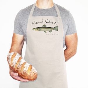 Fish Print Apron, Head Chef  - Personalised - baking gift - kitchen gift - cooking gift - gift for her - gift for him - Gift for new home
