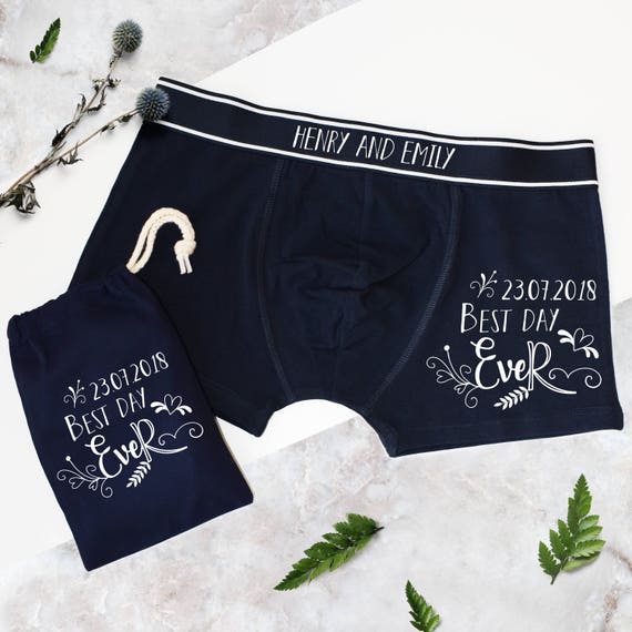 Economisch Sinis Injectie Personalised Best Day Ever Wedding Date Boxers Grey Theme - Etsy