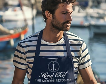 Nautical Anchor Head Chef Apron: Outdoor Gift - baking gift -gift for him-Perfect gift for the cooking and boating enthusiast, nautical gift