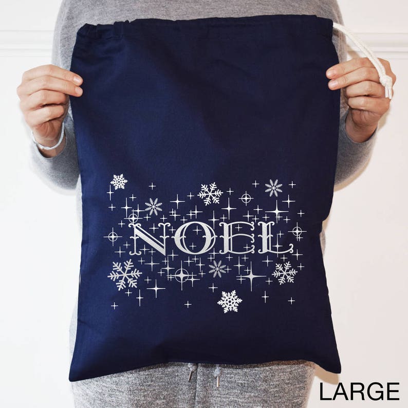 Sac de Noël Silver And Navy Noel Bas de Noël Cadeau de Noël image 4