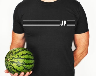 Stripe Initials Men&#39;s T-Shirt, Mens print tee - Gift for Him - Men&#39;s T-Shirt - Cotton T-Shirt  - Colour T-Shirt - Men&#39;s Graphic T-Shirt