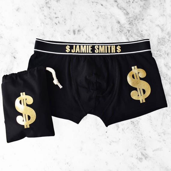 Men's Personalised Dollar Sign Boxers, Gold Digger, Personalized Novelty  Gift for Him 