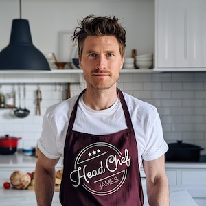 Gepersonaliseerde chef-kokschort, perfect cadeau voor hem, cadeau voor haar, kookkleding, perfect cadeau voor de keukenliefhebber