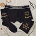 Personalised Wedding Date and Names Gorgeous Groom Underwear Gift Set, Grooms Gift Set, Boxer Briefs and Socks Set, hochzeitsgeschenk, gold 