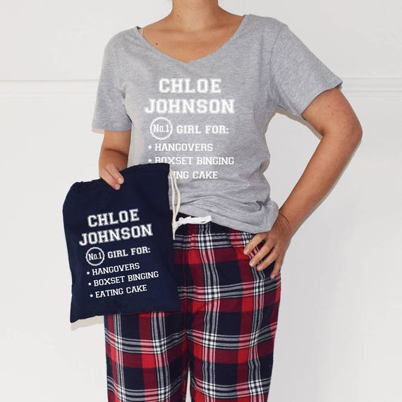 Personalised No.one Girl Ladies Pyjamas Gift Set Check Pj s Etsy