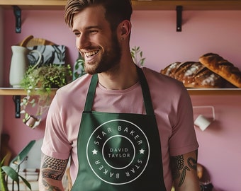 Personalised Baker's Apron With Name: Custom Gift - baking gift - kitchen gift - gift for him -Perfect gift for the cooking enthusiast