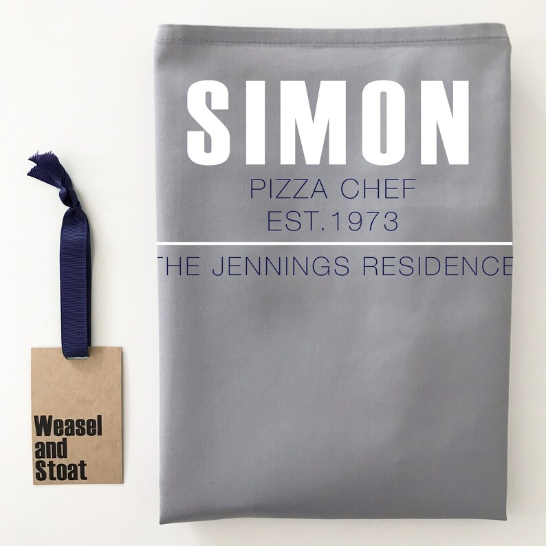 Personalised Apron: Name, Birth Year And Residence baking gift kitchen gift cooking gift gift for her gift for him Pocket apron image 2