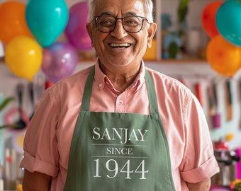 Personalised Milestone Year Apron, Birthday Gift, Gift For Him - baking gift -gift for him -Perfect gift for the cooking enthusiast