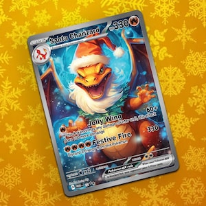 Charizard Christmas card, Holiday Gift for Him, Gamer Stocking Stuffer