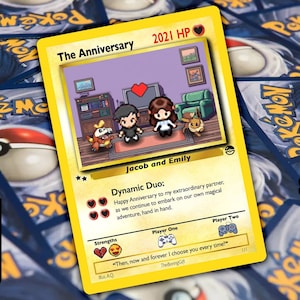 Custom Anniversary Pokemon Card Gift for Him or Her, Wedding or Valentine Card image 1