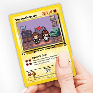 Carte Pokémon personnalisée pour anniversaire - Idées de cartes personnalisées - Cadeau pour les couples - Cadeau d'anniversaire pour les fans de Pokémon