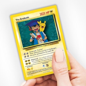 Carte de remise de diplôme Pikachu - promotion 2025 - cadeau Pokémon fait main pour lui