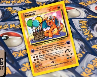 Custom Birthday Pokemon Card - Charizard Design - Perfect Gift Idea for Gamer Gifts and Pokemon Fans