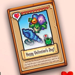 Carte de Saint-Valentin Stardew - cadeau pour lui ou pour elle - Stardew Valley - carte à collectionner Fan Art