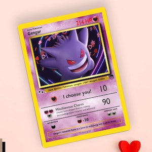 Carte Valentine Gengar pour lui ou elle, cadeau Pokémon romantique