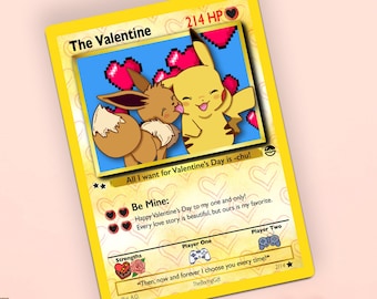 Valentine Pokemon Card Gift for Him or Her, Romantic Pikachu and Eevee -  Etsy