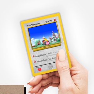 Mario Valentine Pokemon Card Gift for Him or Her, Wedding or Anniversary Card