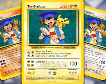 Pikachu Graduation Card - Class of 2026 - Handmade Pokemon Gift