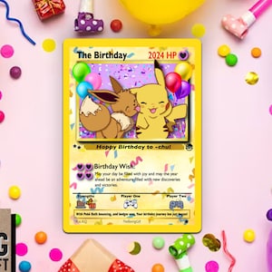 Carte Pokemon Pikachu anniversaire cadeau pour lui, carte de mariage, d'anniversaire ou de la Saint-Valentin