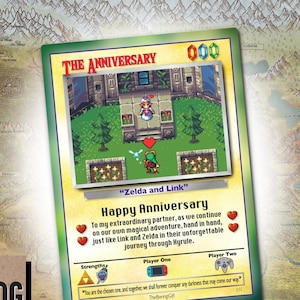 Zelda Anniversary Pokemon Card Gift for Him or Her - The Legend Of Zelda Fan Art - Valentine or Birthday Card