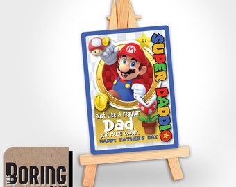 Mario Trading Card for Step Dad, Nintendo Fathers Day Gift, Super Daddio