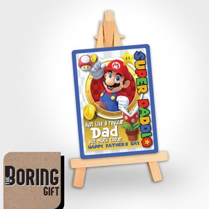 Carte à collectionner Mario pour beau-père, cadeau de fête des pères Nintendo, Super Daddio