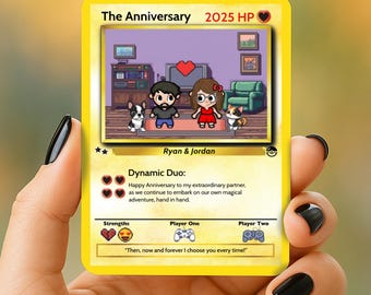 1st Anniversary Gift for Him, Paper Anniversary Gift for Boyfriend, Custom Pokemon Card, Gamer Gift for Husband, Unique Anniversary Gift