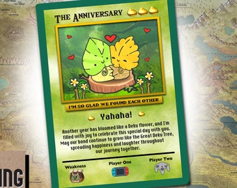 Korok Anniversary Card - Gift for Him or Her - The Legend Of Zelda decor - Custom Pokémon Card - Tears of the Kingdom