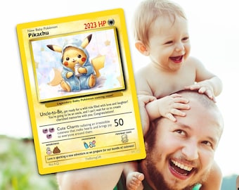 New Uncle Pokemon Card Gift for Him, Fathers Day Card, Brother Pregnancy Announcement