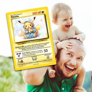 Cadeau carte Pokémon nouvel oncle pour lui, carte fête des pères, faire-part de grossesse frère