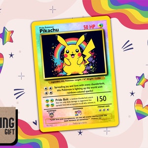 Rainbow Pride Mois Pikachu Pokemon Trading Card - LGBTQ Collectible