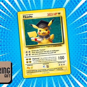 Pikachu Graduation Card - Class of 2025 - Handmade Pokemon Gift for Him