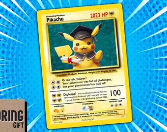 Pikachu Graduation Card - Class of 2025 - Handmade Pokemon Gift for Him