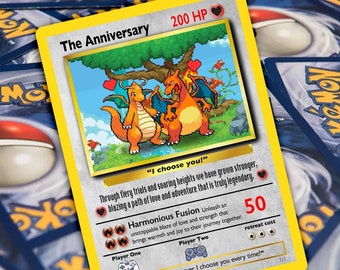 Charizard Anniversary Pokemon Card Gift for Him or Her, Wedding or Valentine Card