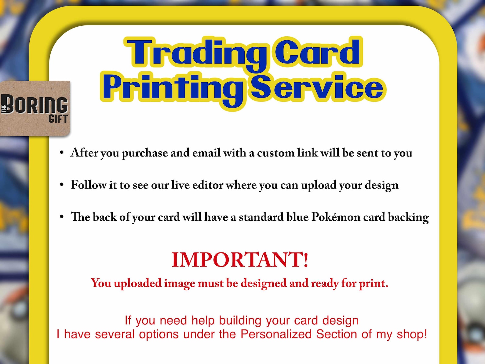 Trading Card Print Process Print Your Own Card - Trading Card Printing Service - Personalized ...